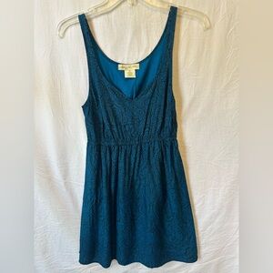 Anthropologie Deletta “Staring at Stars” Teal Paisley Sleeveless Dress Sz Med